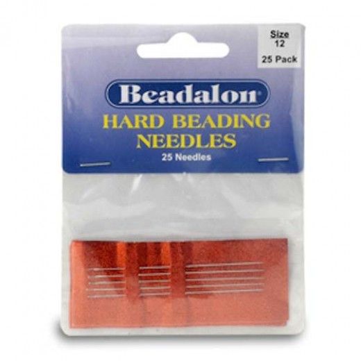 Size 12 Hard Beading Needles, 2.12 Inch, 25 Pack, from Beadalon