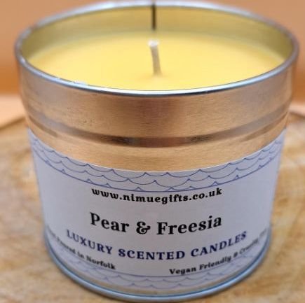 Pear & Freesia Scented Candle In A Tin