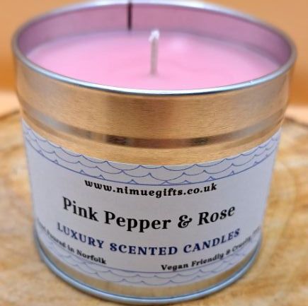 Pink Pepper & Rose Scented Candle In A Tin