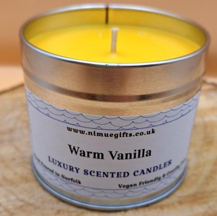 Warm Vanilla Scented Candle In A Tin