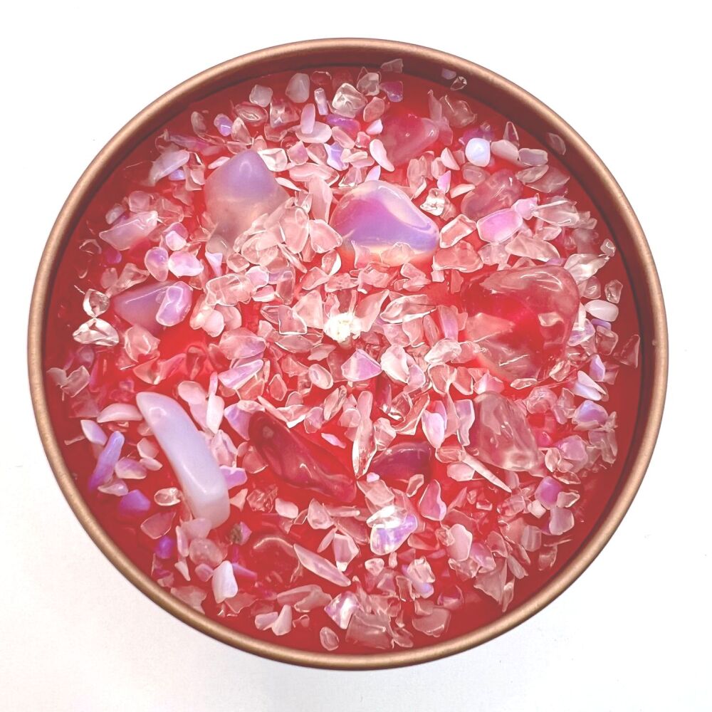 Christmas Cranberry Scented Crystal Candle with Opalite