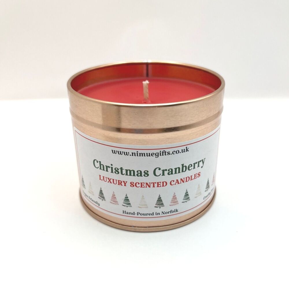 Christmas Cranberry Scented Candle in a Tin