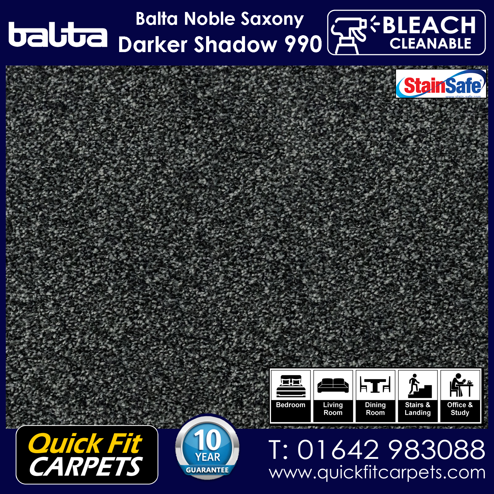 Quick Fit Carpets Balta Luxury Pile Darker Shadow 990