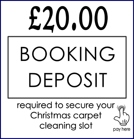 Pay your Â£20 deposit to secure your pre Christmas carpet cleaning slot here with Manor Carpet Clean.