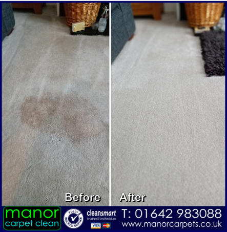 Coffee stain removed from living room carpet in Coulby Newham, Middlesbrough