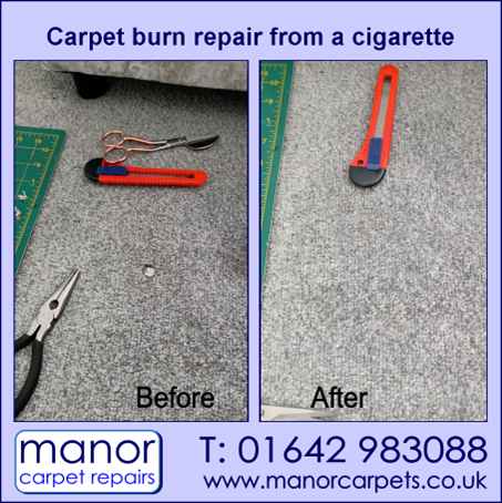 carpet repair caused by a cigarette, middlesbrough,stockton on tees, hartlepool