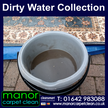 3m x 2m rug cleaned - mud and dirt is shown in the waste bucket.