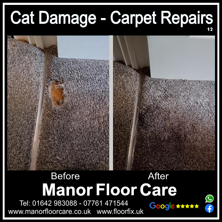 Coal burn, carpet repair in Old Burdon, Sunderland