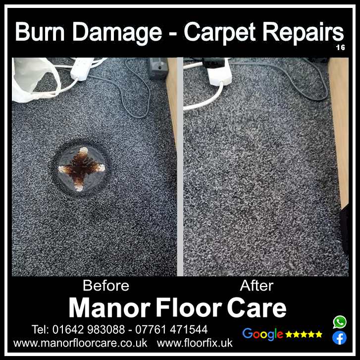 Carpet damage caused by a cat scratching at the doorway. One of a few repairs at the same property. Carpet repair in Middlesbrough