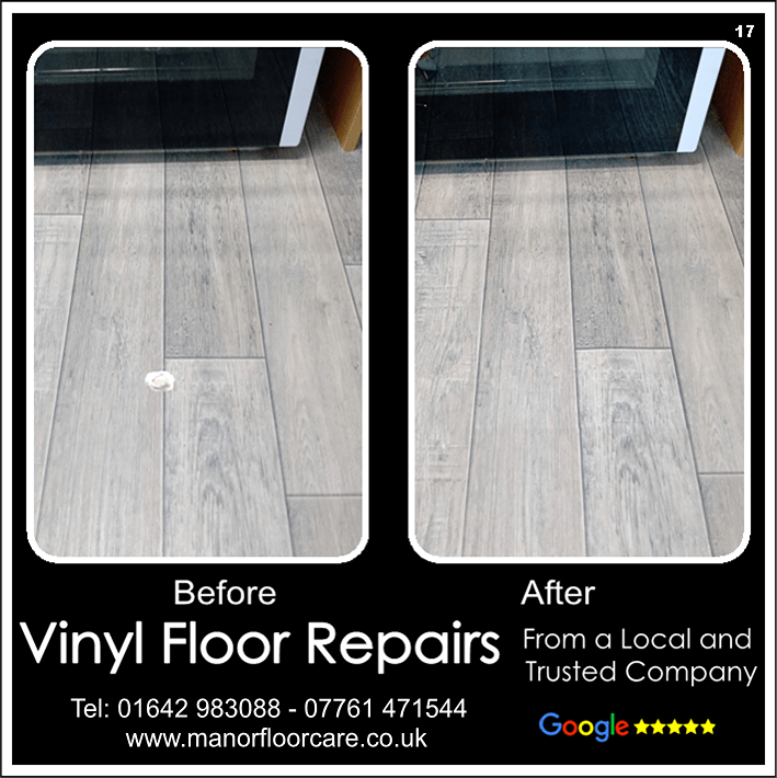Kitchen vinyl floor repair using a matching offcut, in Redcar