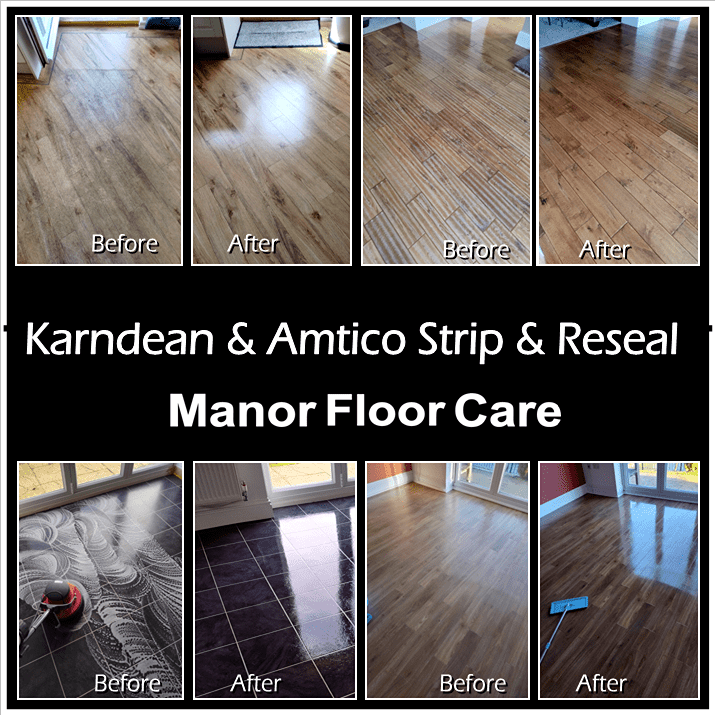 Karndean, Amtico, Vinyl, LVT and LVP floor cleaning, including strip and reseal service.