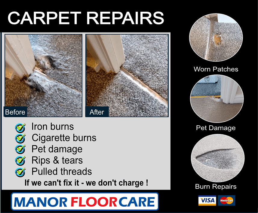 Tenants and landlords carpet repair services in the Teesside, North Yorkshire and County Durham areas