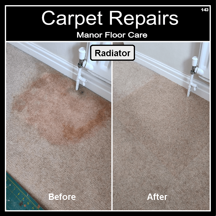 Radiator leak. Patched with a new matching piece from the wardrobe
