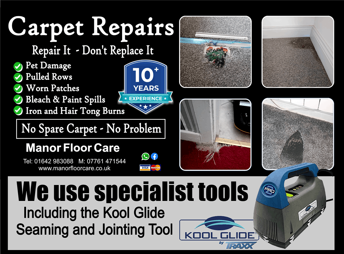 Professional tools for carpet repairs. We use the Koolglide system