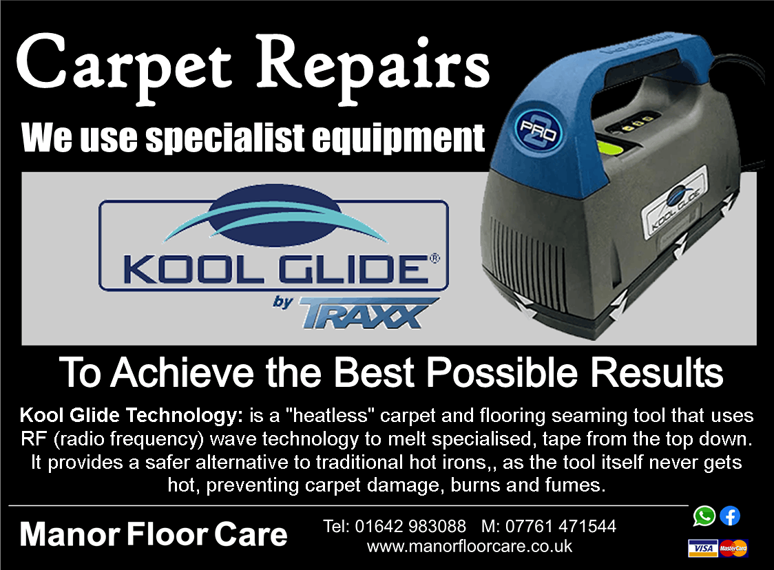Specialist tools to bond and repair carpet damage. The Koolglide uses radio frequency technology