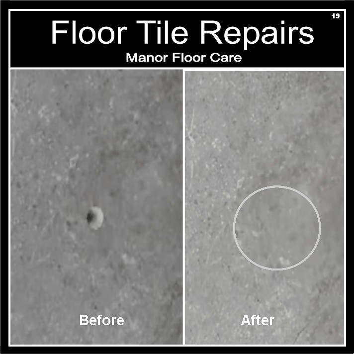 Grey ceramic tile drill hole, filled and coloured in Hartlepool