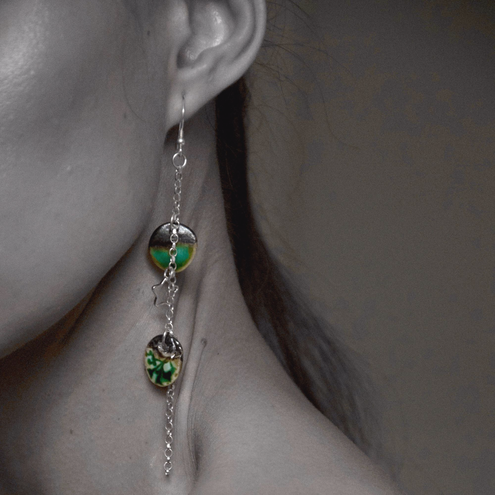 ocean green discs earrings