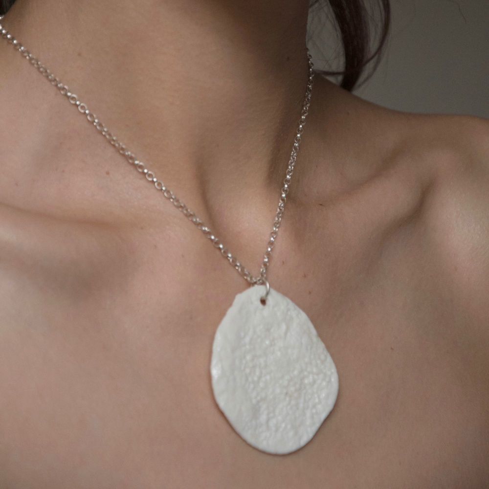 Organically shaped porcelain necklace