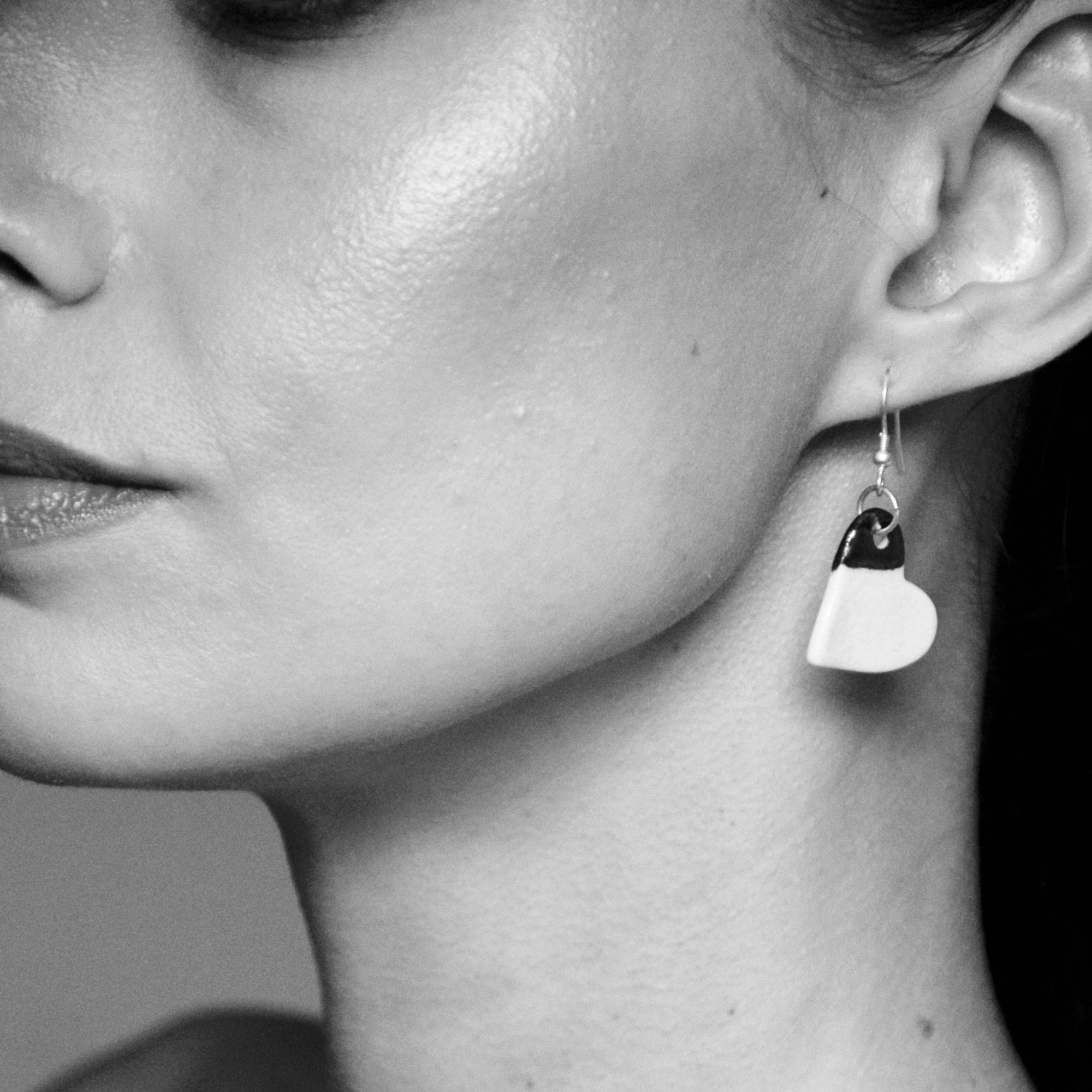 earrings in a shape of heart