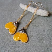 Yellow hearts, 14k gold earrings
