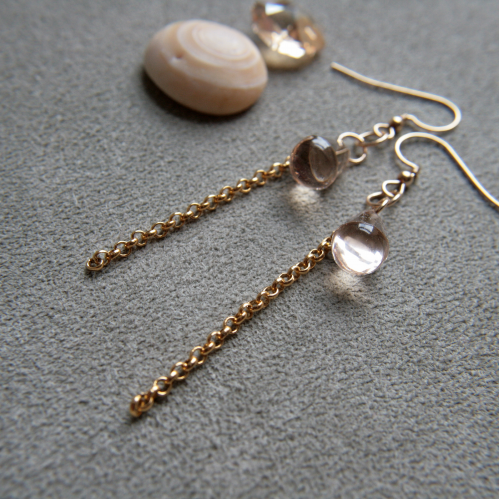 Crystal drops 14k gold earrings