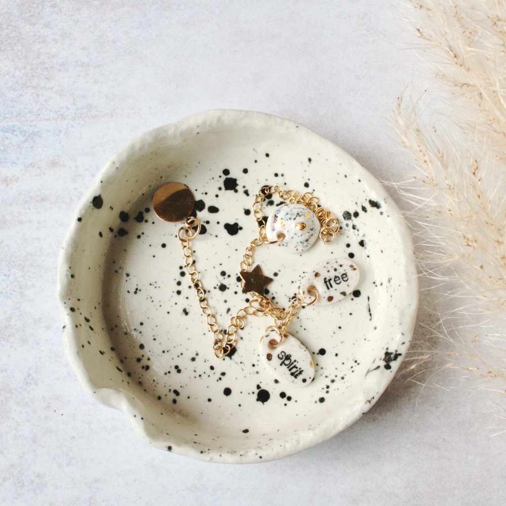 Speckled ceramic trinket dish, for your rings, earrings and delicate chains