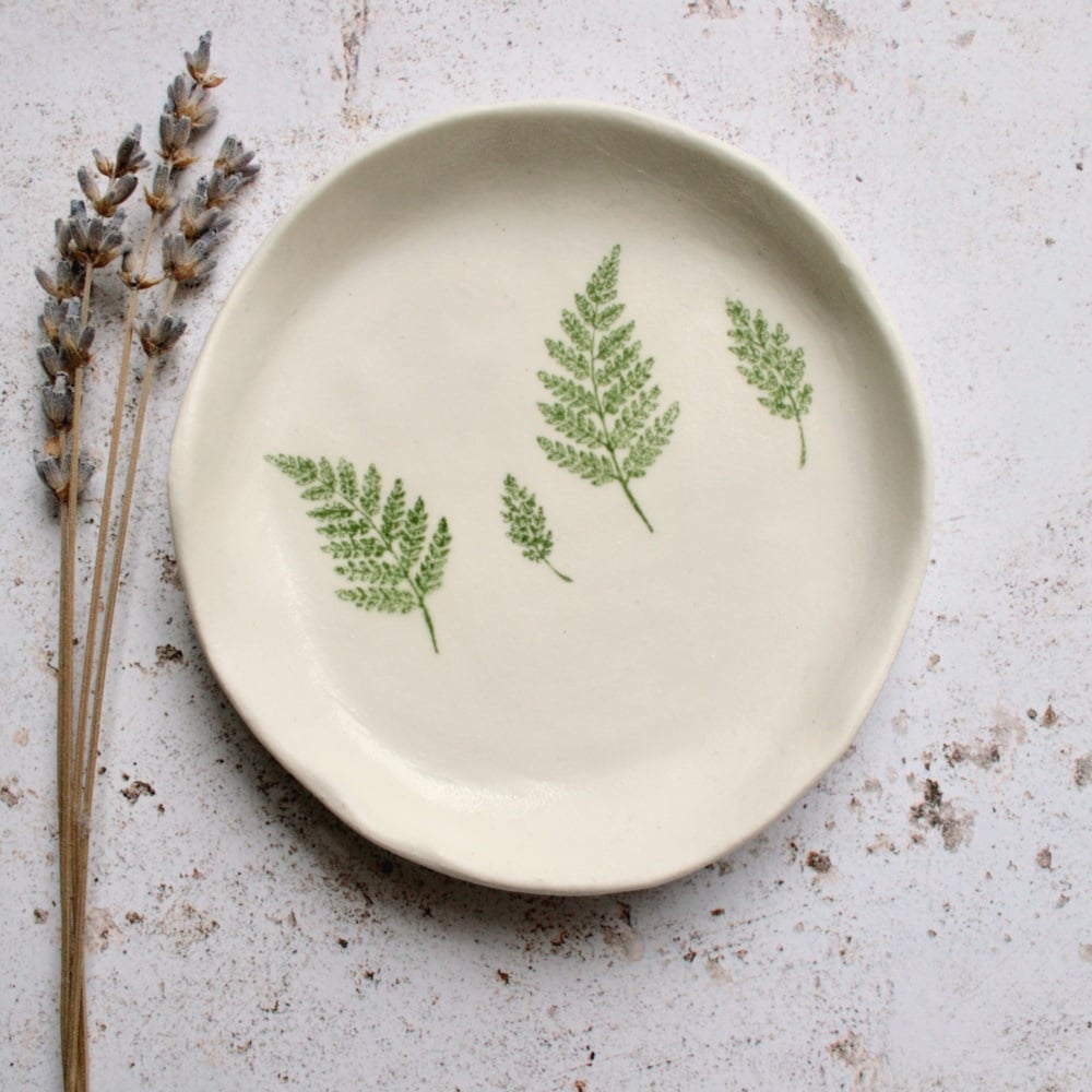 Fern ceramic dish, for your rings, earrings or tealights.