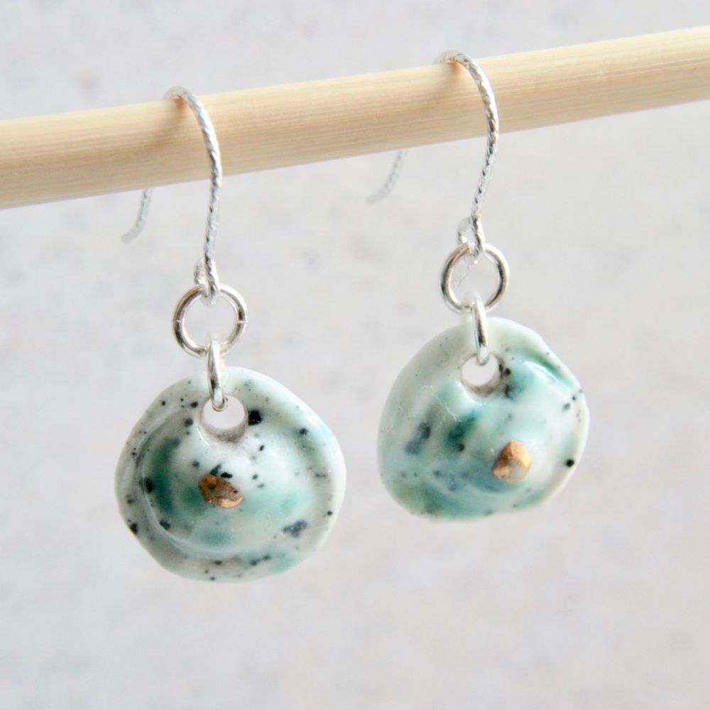 Small and cute porcelain and silver earrings