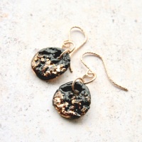 Porcelain earrings - black and gold