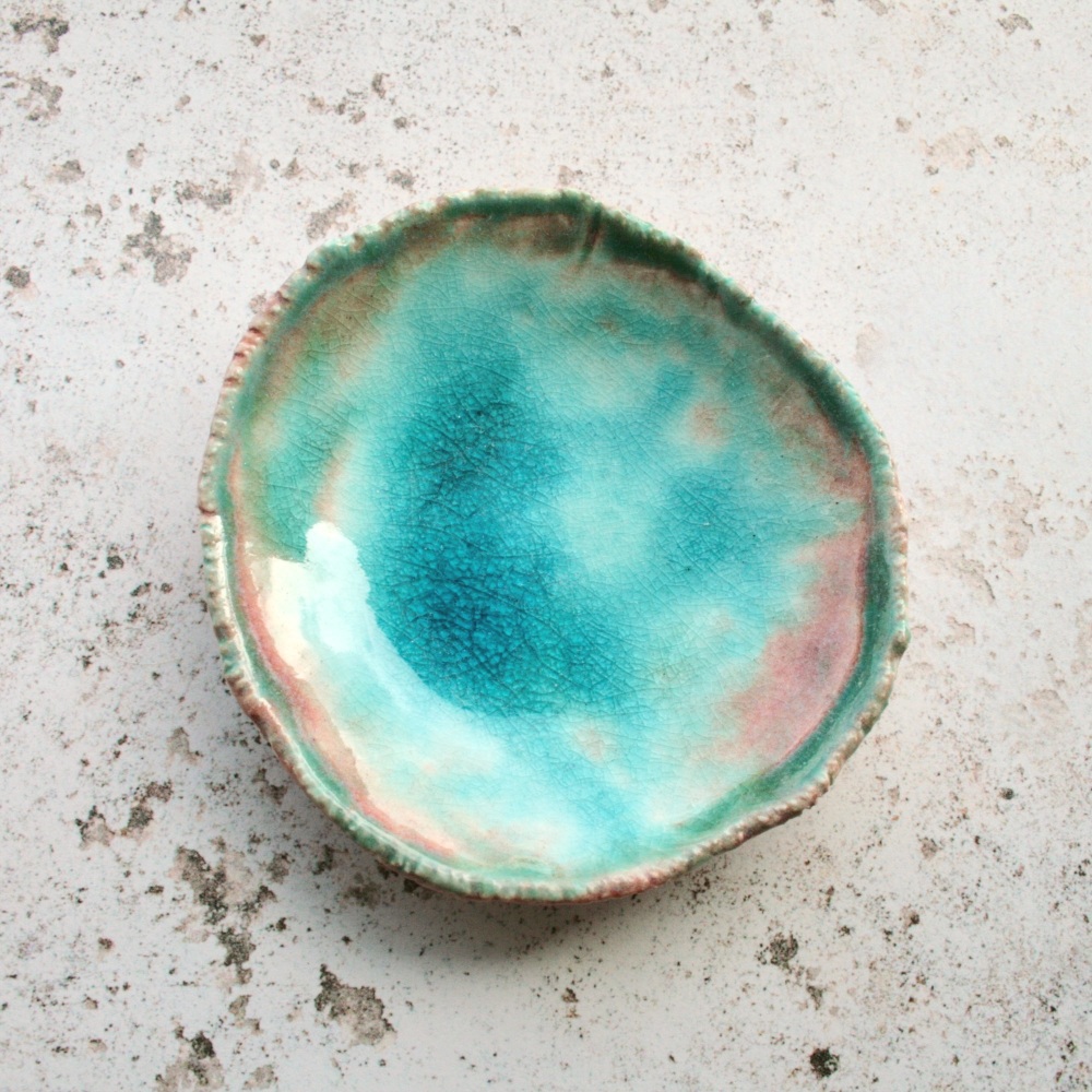 Small turquoise ceramic trinket dish, for your jewellery, palo santo or candles.