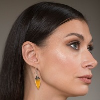 Yellow teardrops - ceramic earrings