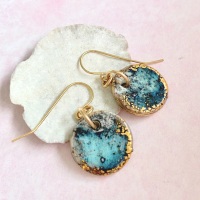 Turquoise and gold  - dangle earrings
