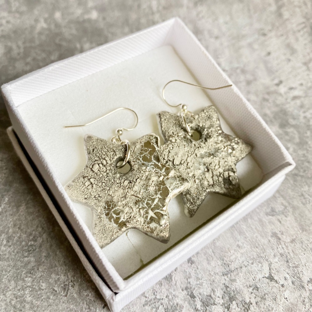 Silver stars, earrings for women