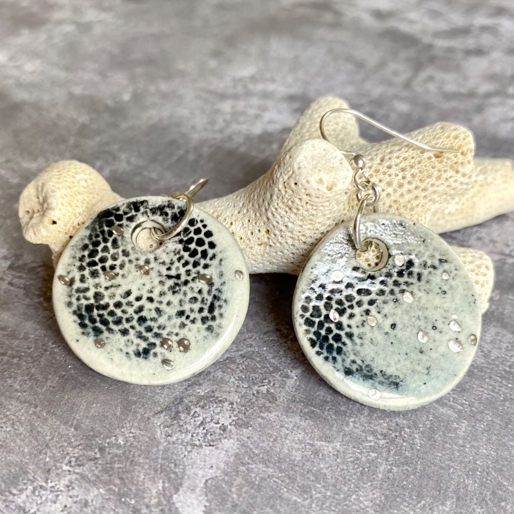 White big  discs -  drop earrings