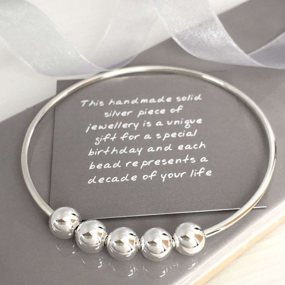 50th Birthday Handmade Silver Bangle