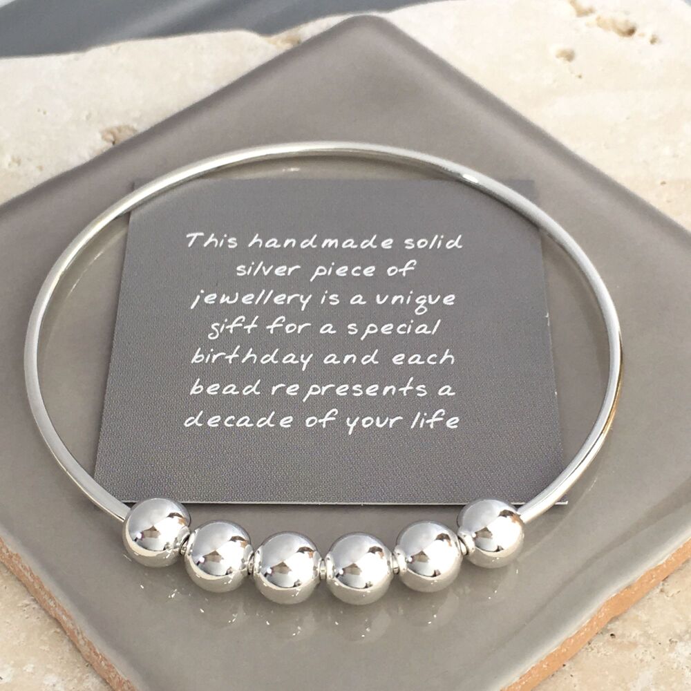 60th Birthday Handmade Silver Bangle