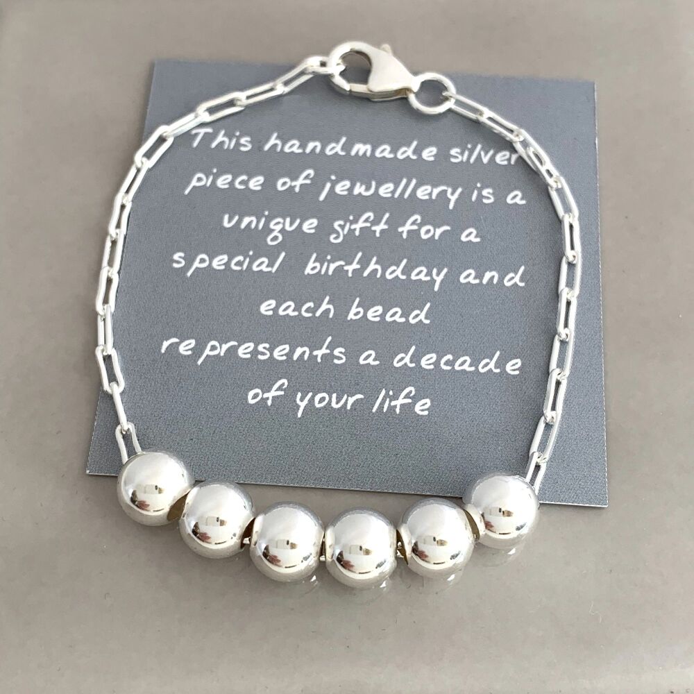 60th Birthday Handmade Sterling Silver Bracelet