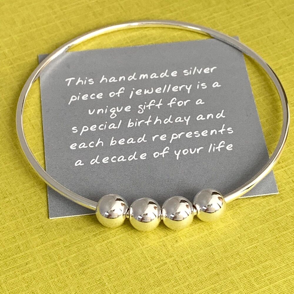 40th Birthday Handmade Silver Bangle