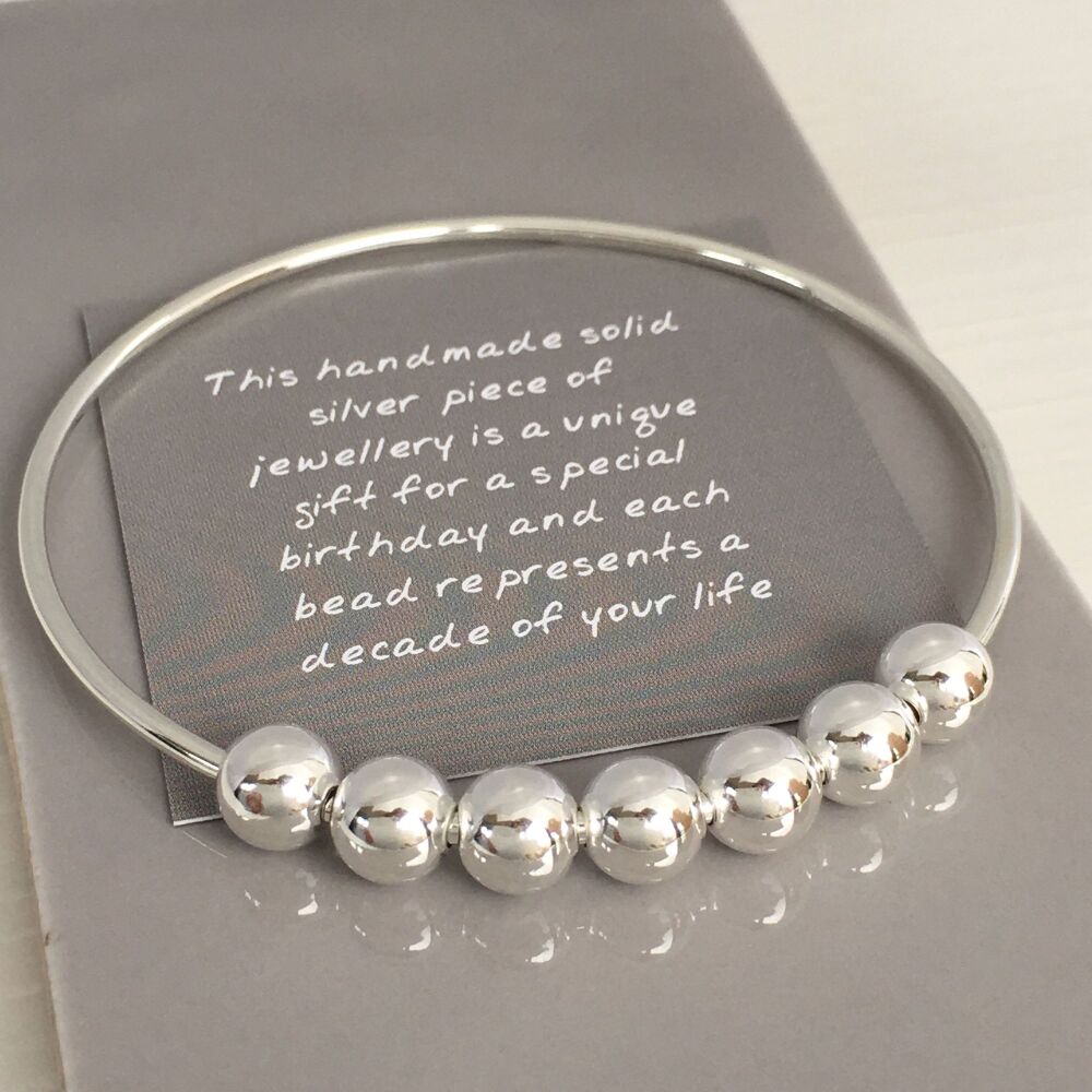 70th Birthday Handmade Silver Bangle