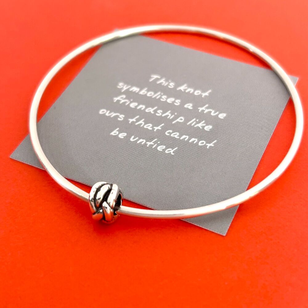 Handmade Silver Personalised Friendship Knot Bangle