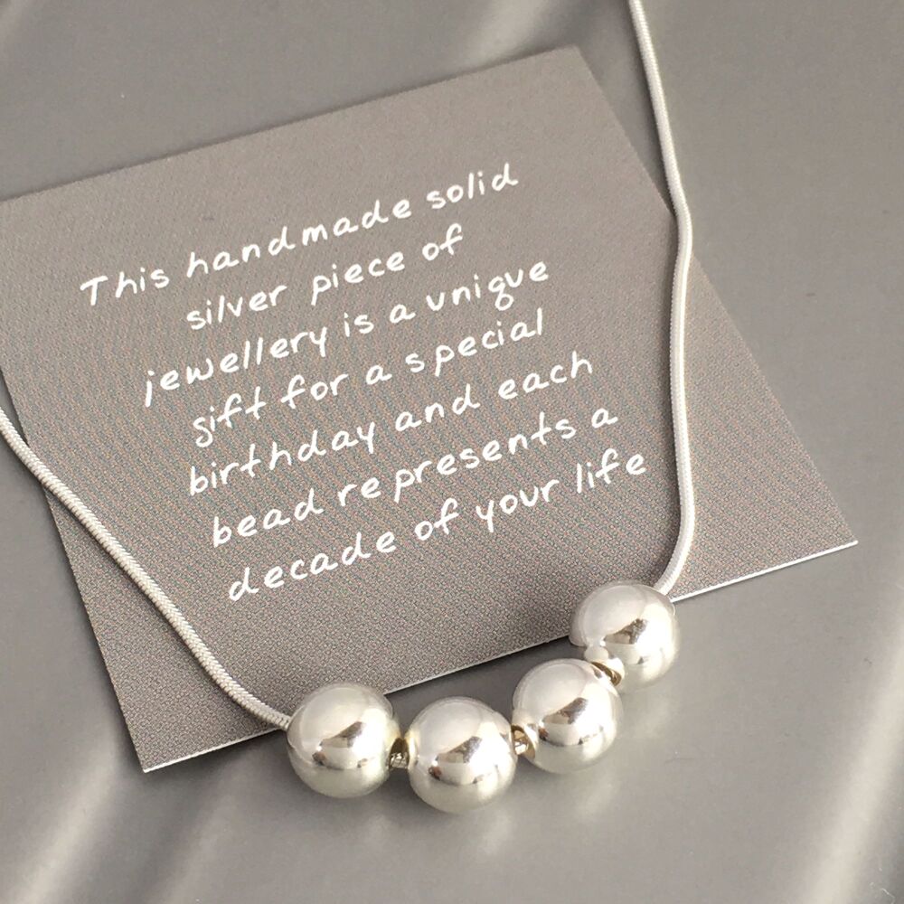 40th Birthday Silver Bead Necklace