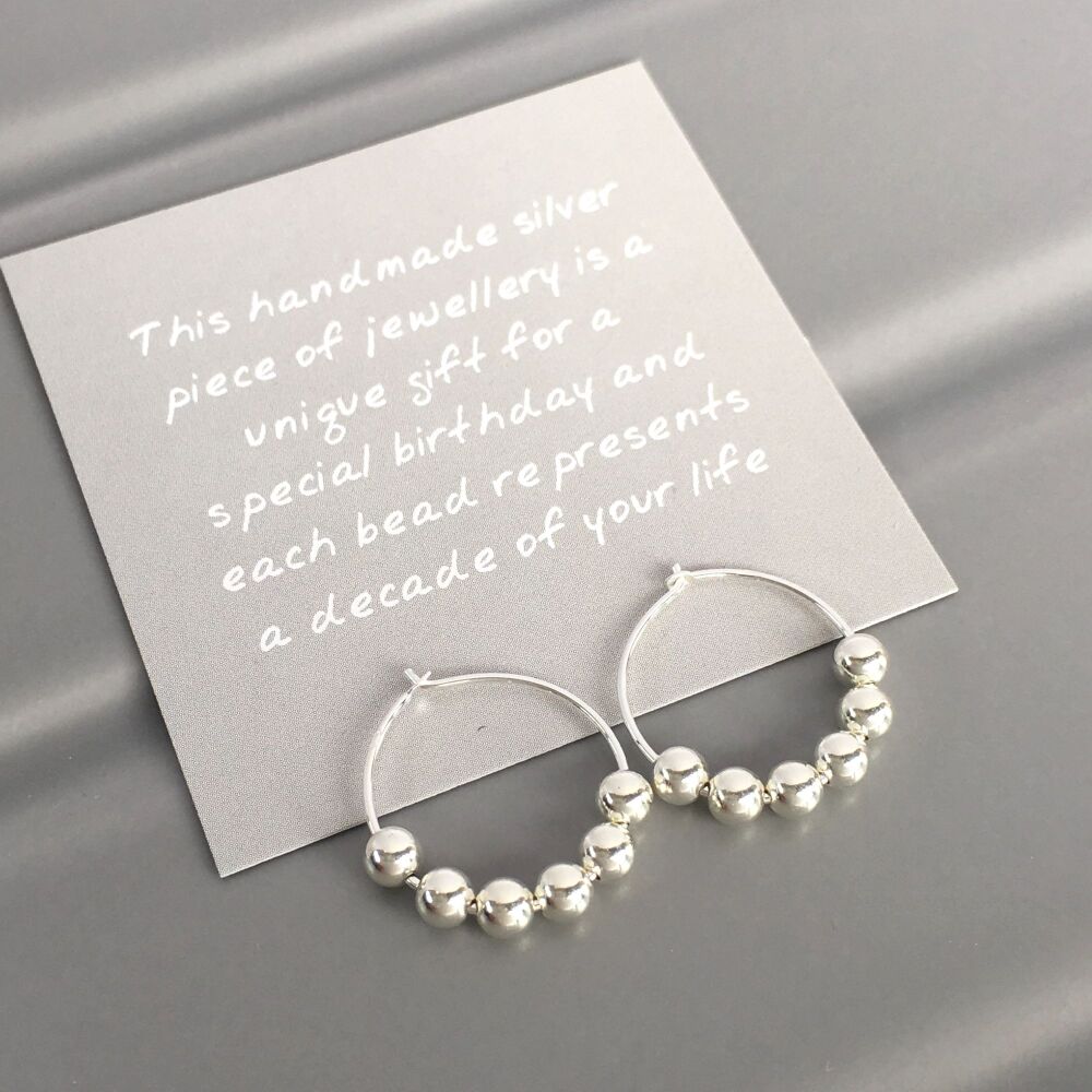 60th Birthday Silver Beads Earrings