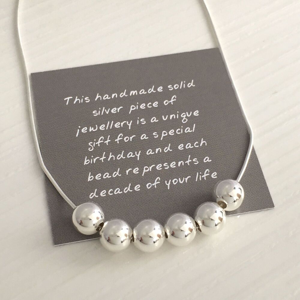 60th Birthday Handmade Silver Bead Necklace