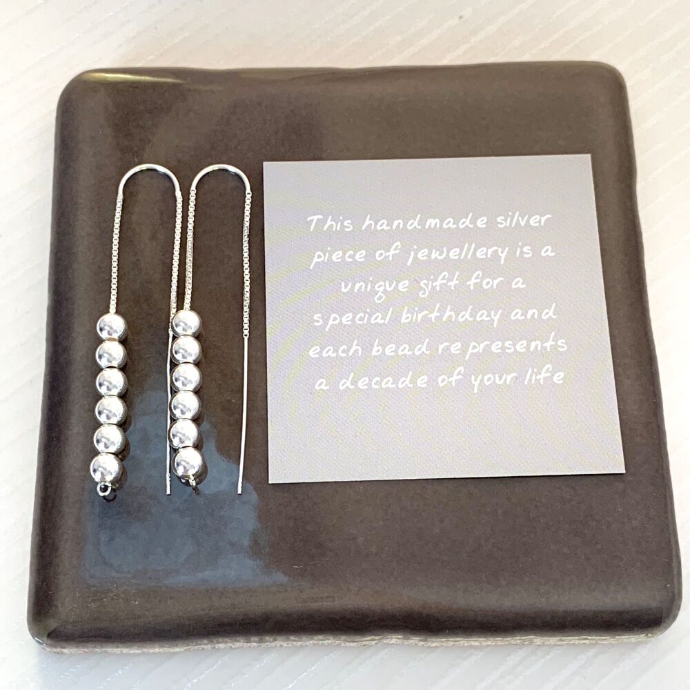 60th Birthday Beads Threader Earrings