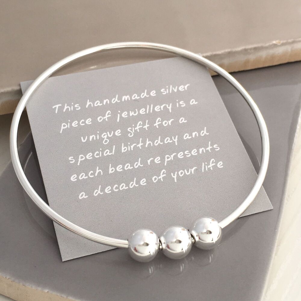 30th Birthday Handmade Silver Bangle