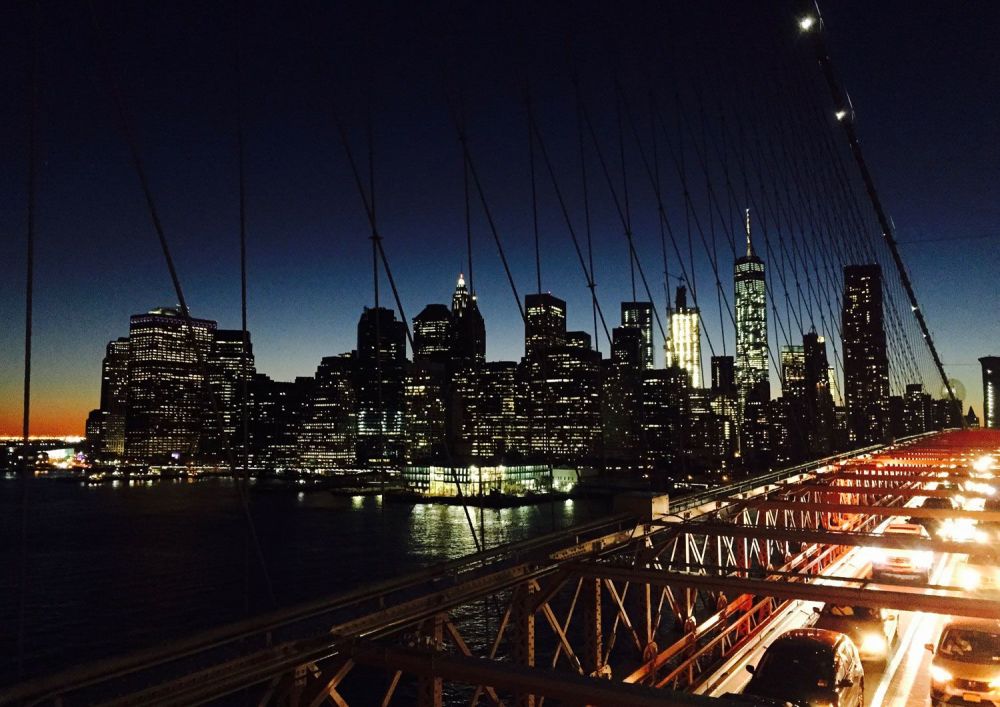 New York from Brooklyn Bridge at Night