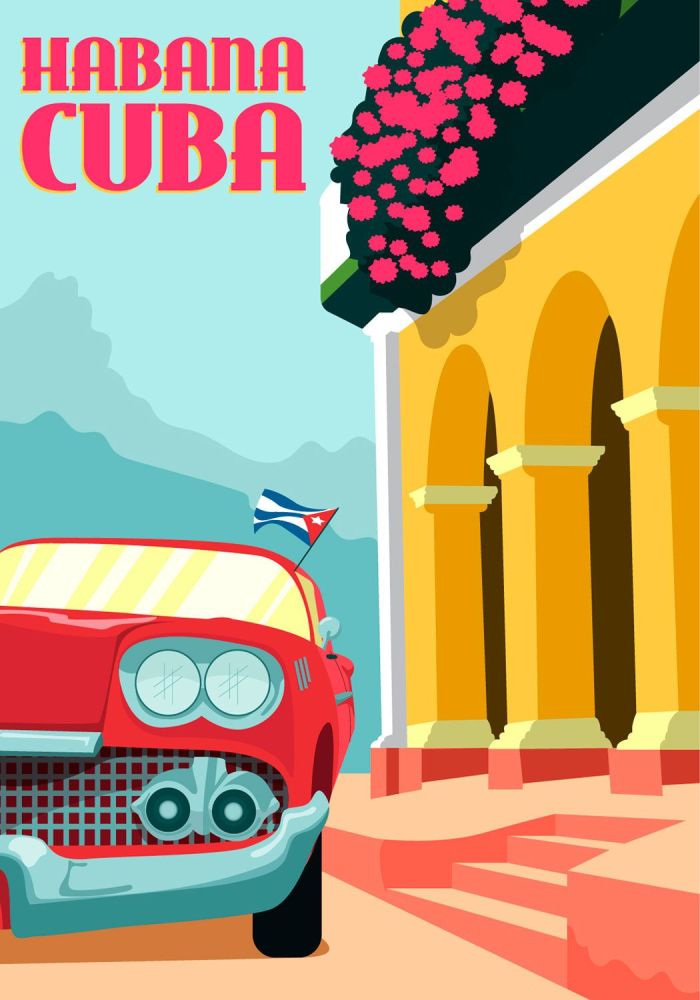 Cuba Travel Poster. Free UK Delivery