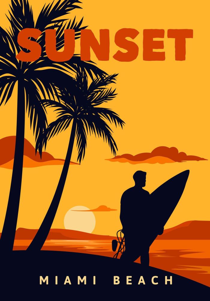 Miami Beach Travel Poster. Free UK Delivery