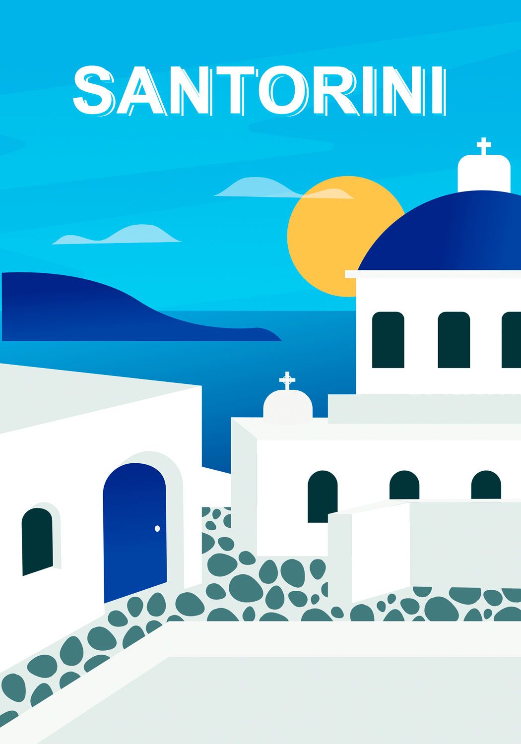 Santorini Travel Poster. Free UK Delivery