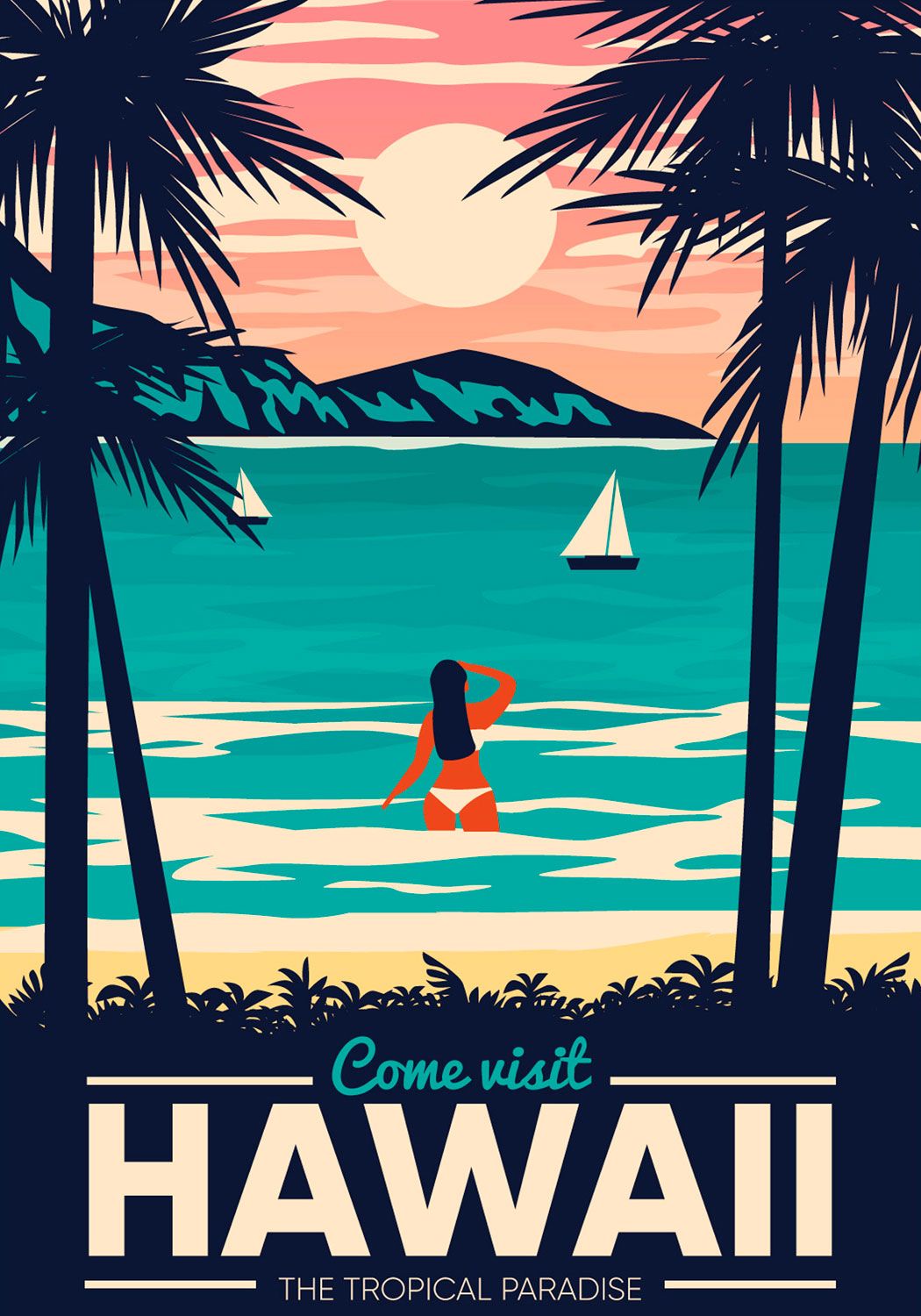 Hawaii Travel Poster. Free UK Delivery